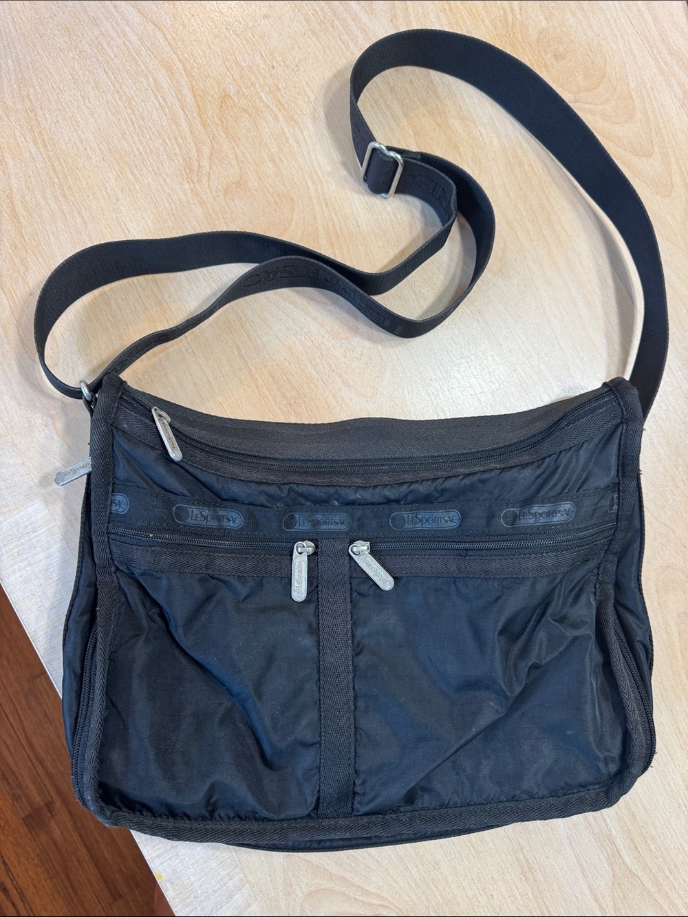 Lesportsac Black Nylon Crossbody with Multiple Zip Pockets